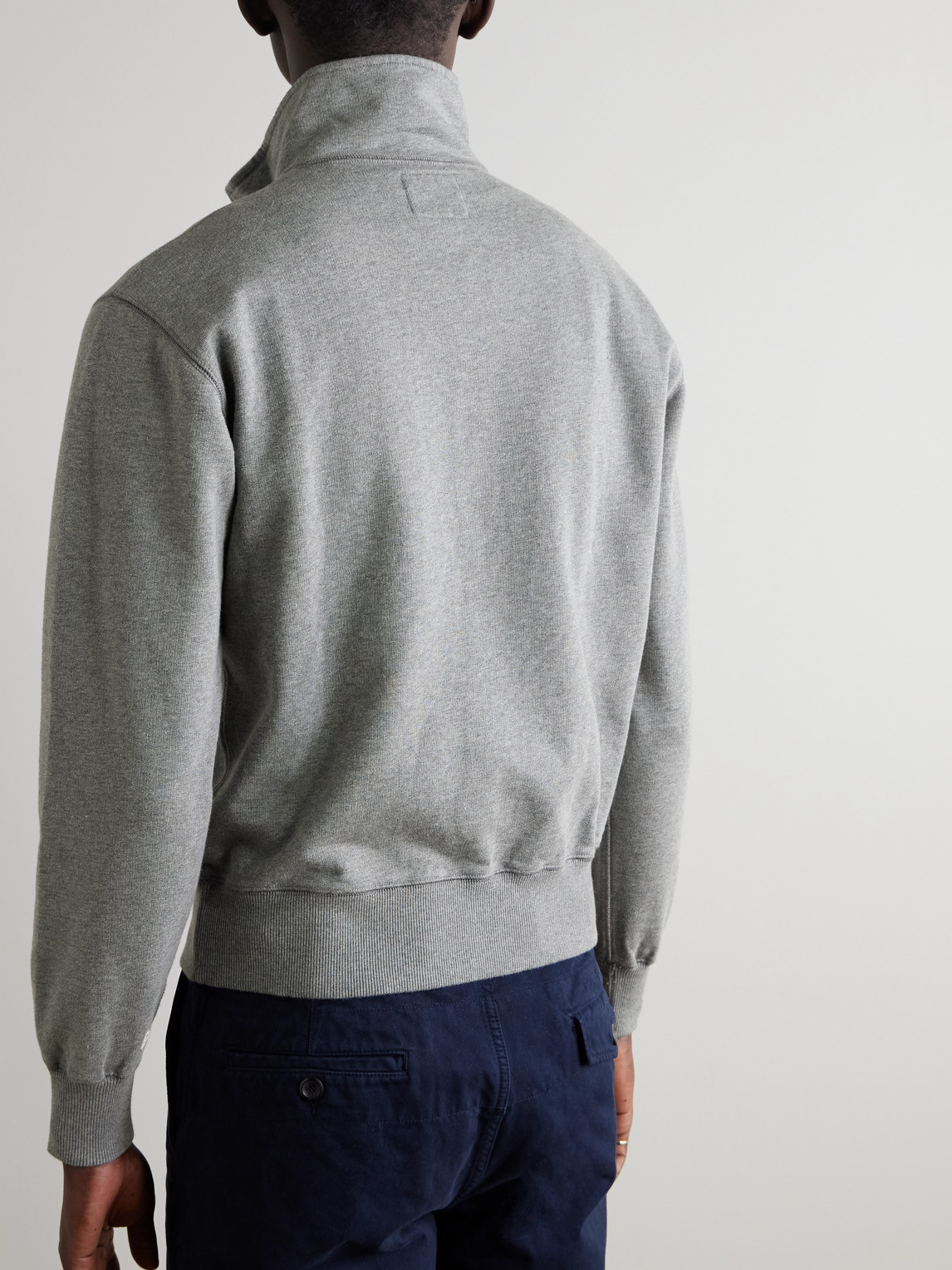 DRAKE'S COTTON-JERSEY HALF-ZIP SWEATSHIRT