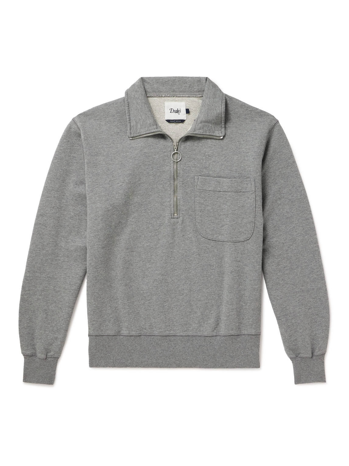Drake's Cotton-jersey Half-zip Sweatshirt