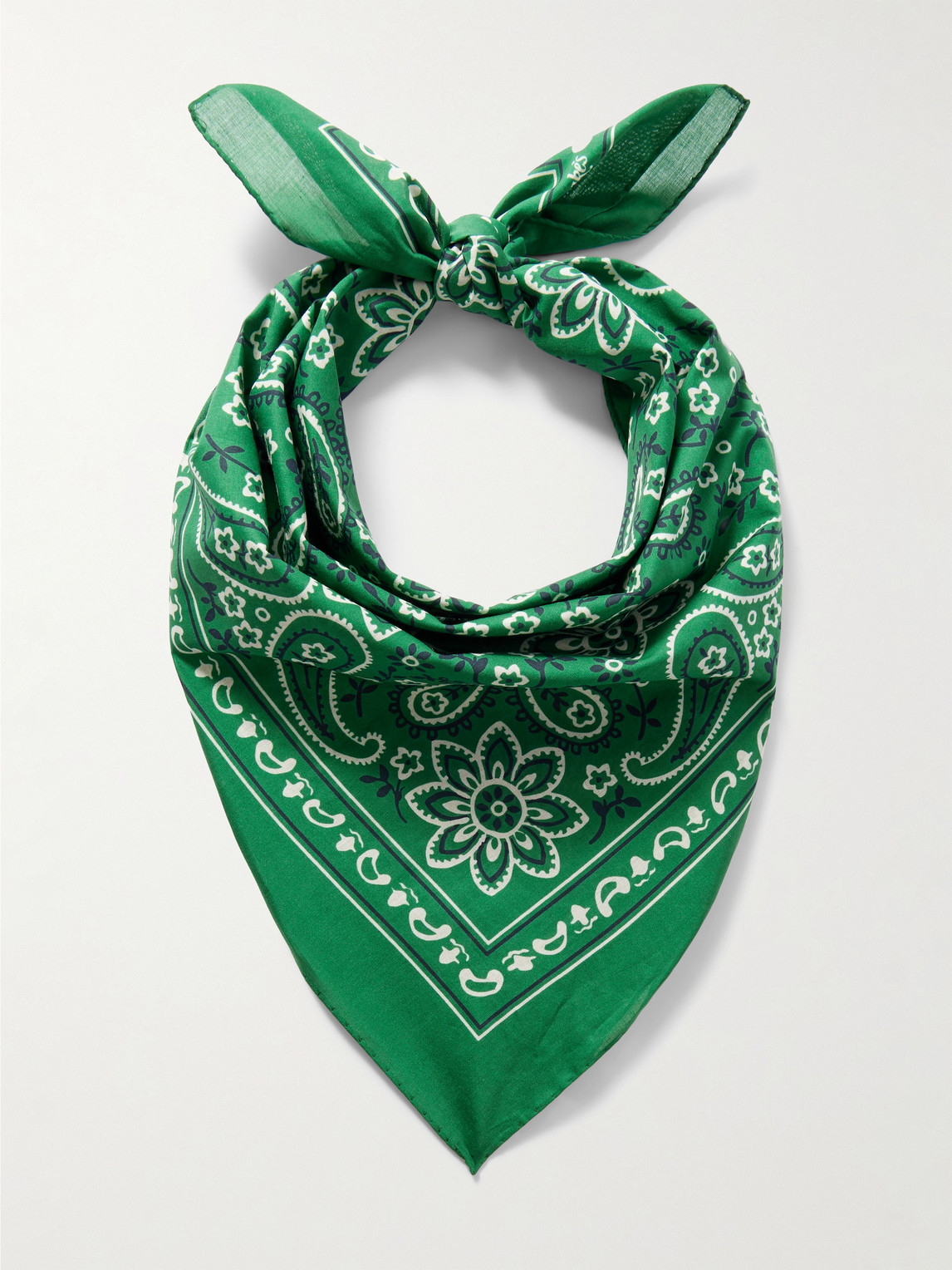 Drake's Paisley-print Cotton Scarf In Green