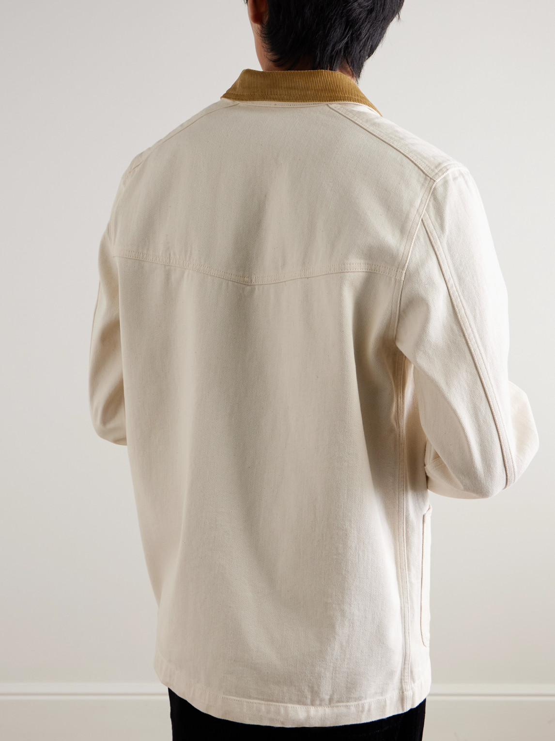 Shop Drake's Corduroy-trimmed Cotton-twill Chore Jacket