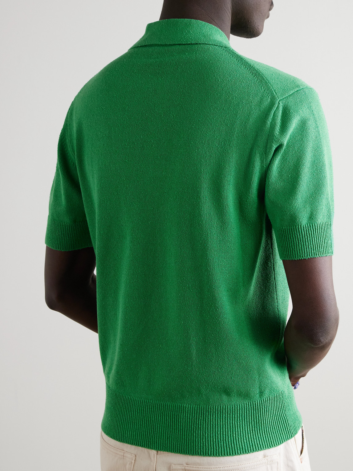 Drake's Linen And Cotton-blend Polo Shirt In Green