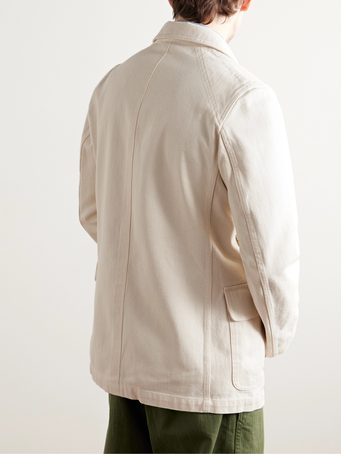 Shop Drake's Mk. Iv Games Denim Blazer In Neutrals
