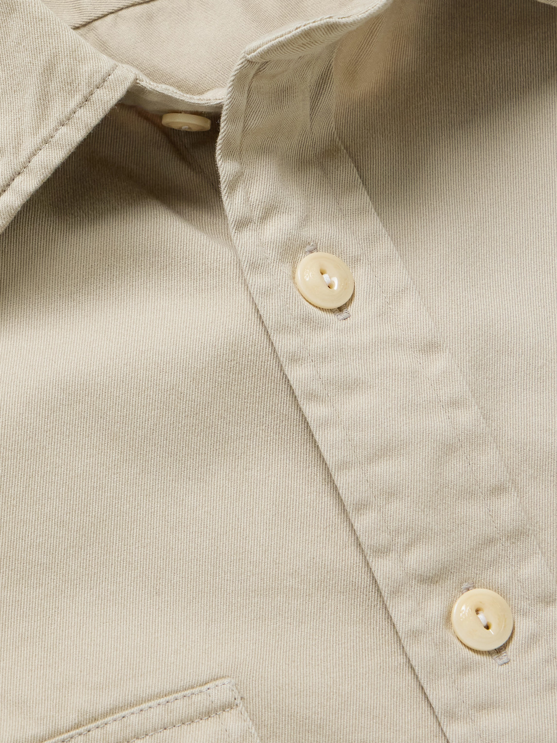 Drake's Beige Stone Cotton Long Point Collar Work Shirt In Gray