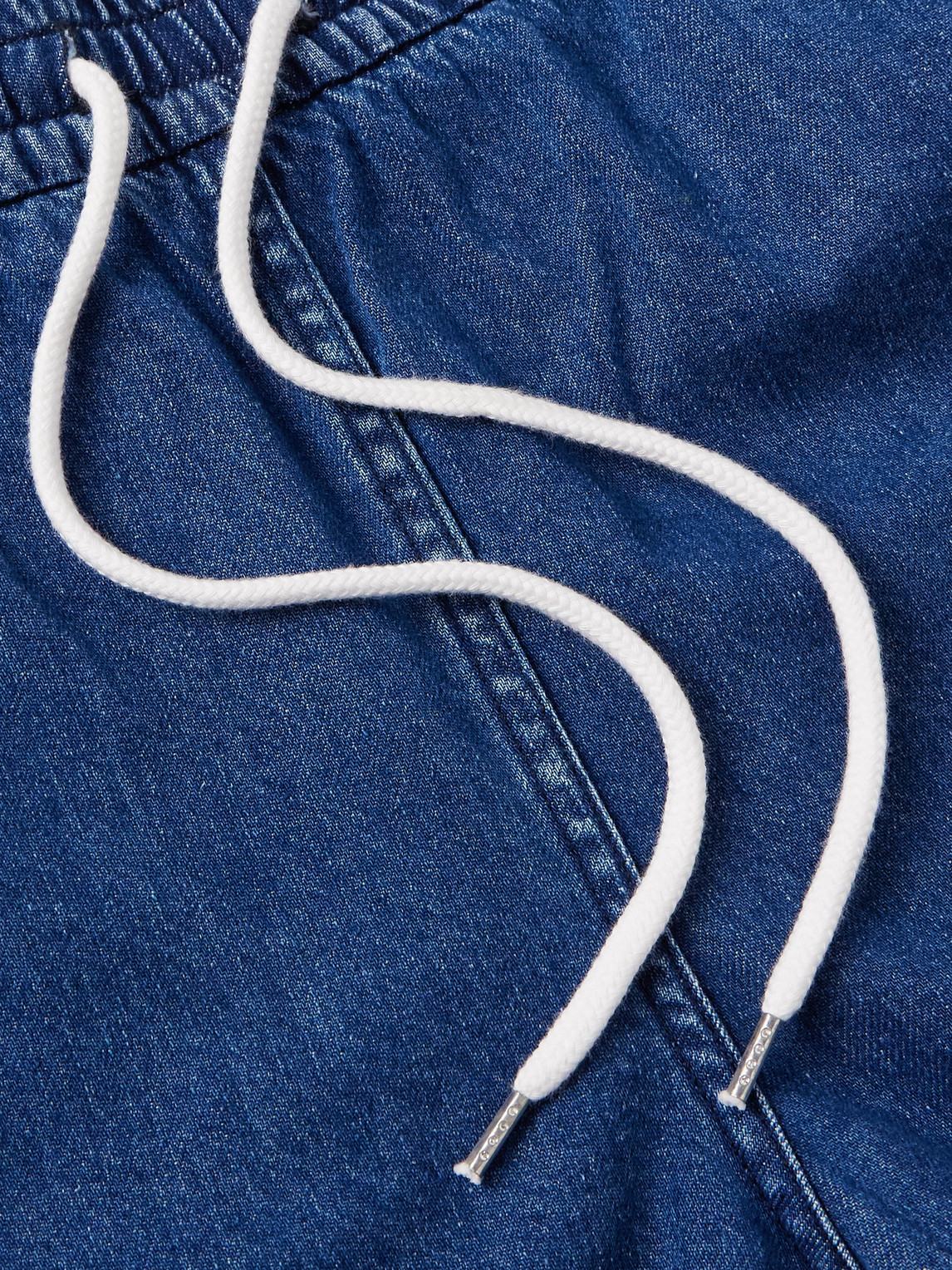 DRAKE'S SLIM-FIT STRAIGHT-LEG STONE-WASHED DENIM DRAWSTRING SHORTS 