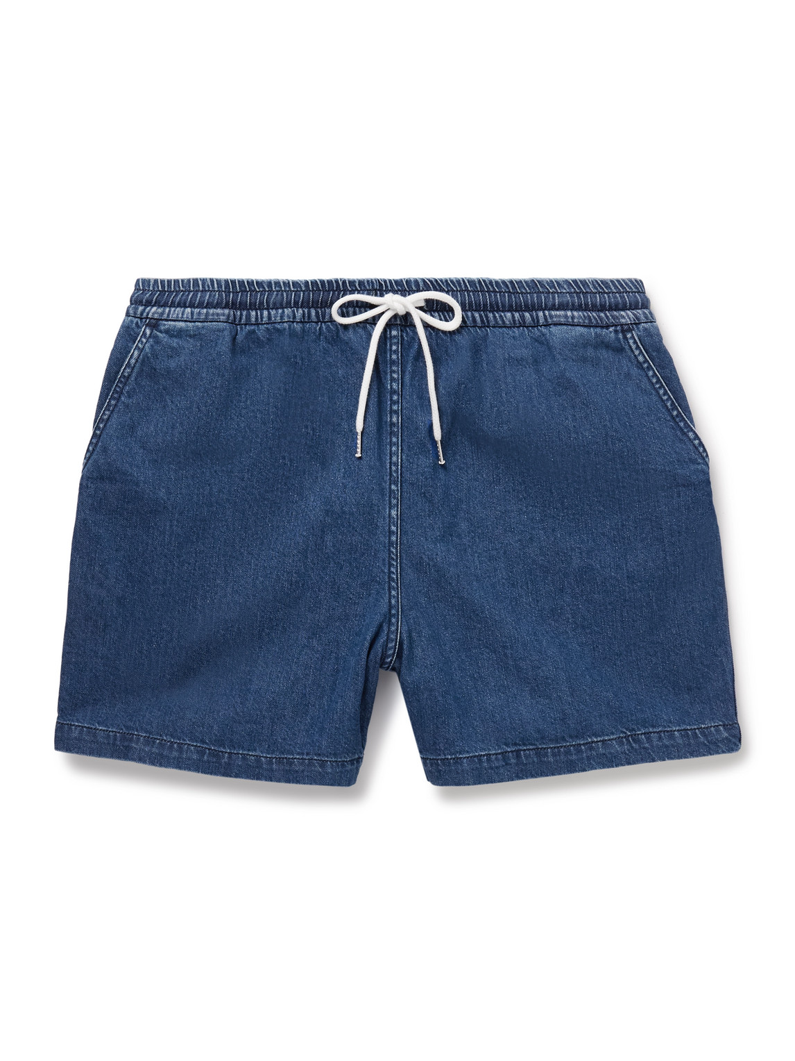 Drake's Slim-fit Straight-leg Stone-washed Denim Drawstring Shorts