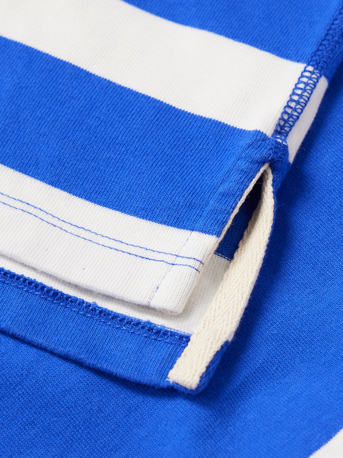 Drake's Striped Cotton-jersey Polo Shirt In Blue