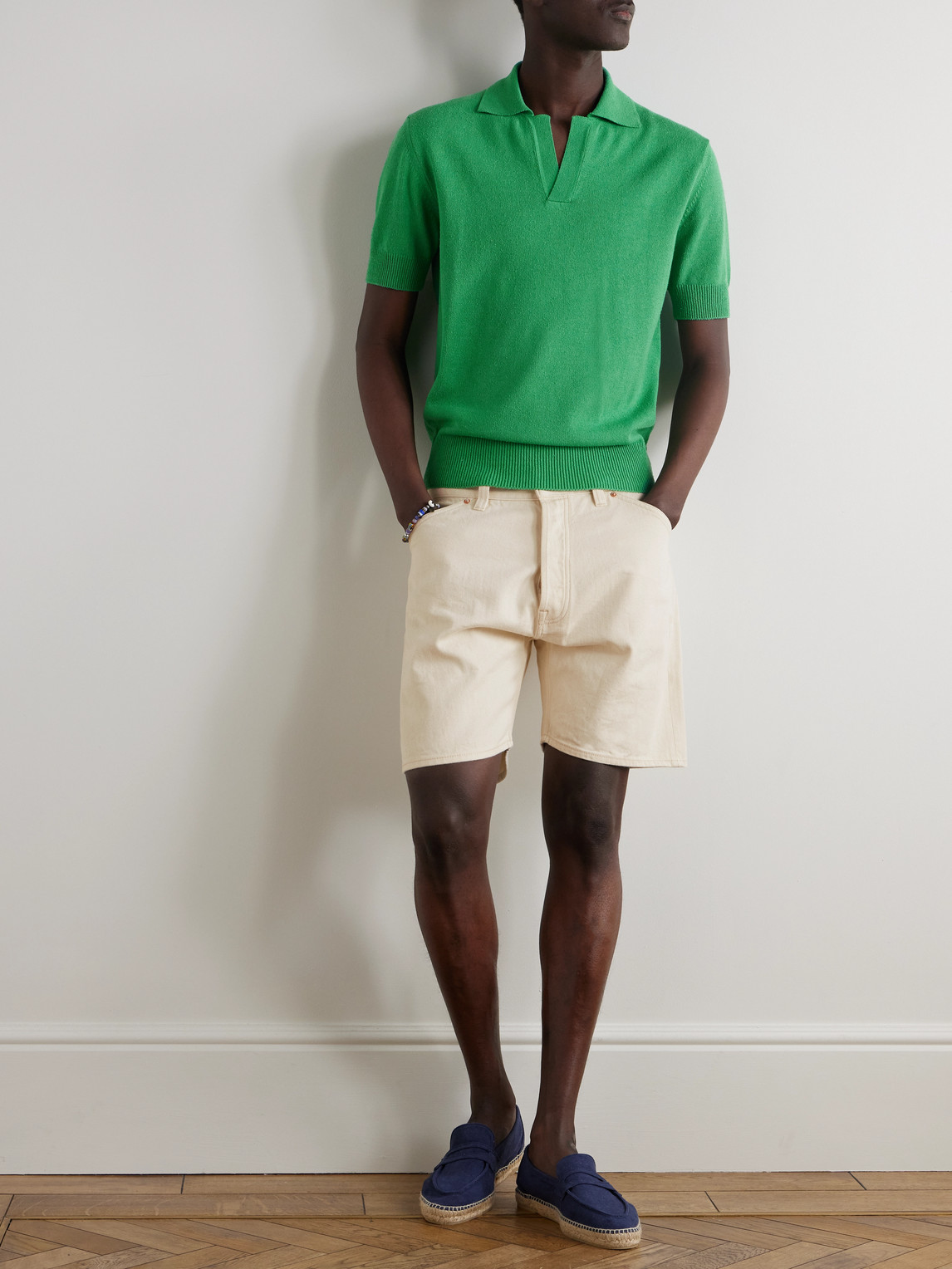 DRAKE'S STRAIGHT-LEG PLEATED COTTON-TWILL SHORTS 