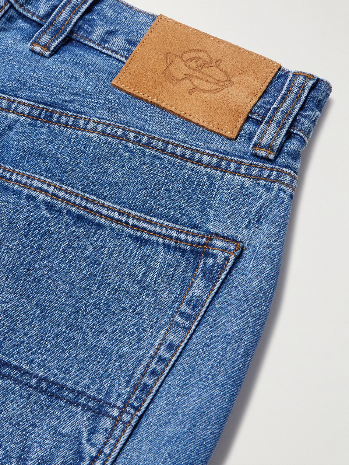 Shop Drake's Tapered Selvedge Denim Jeans In Blue
