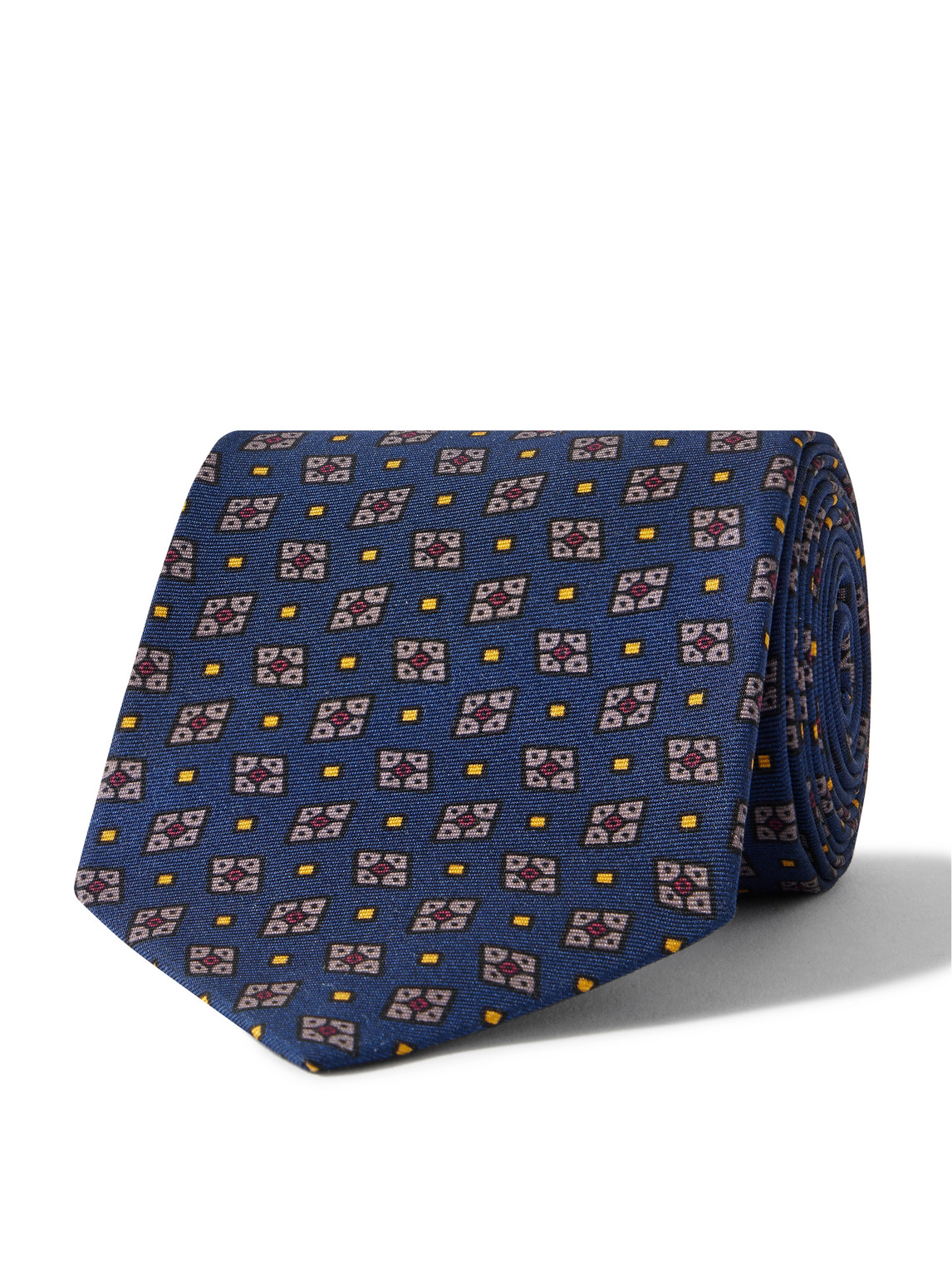 Drake's 8cm Printed Silk Tie In Blue