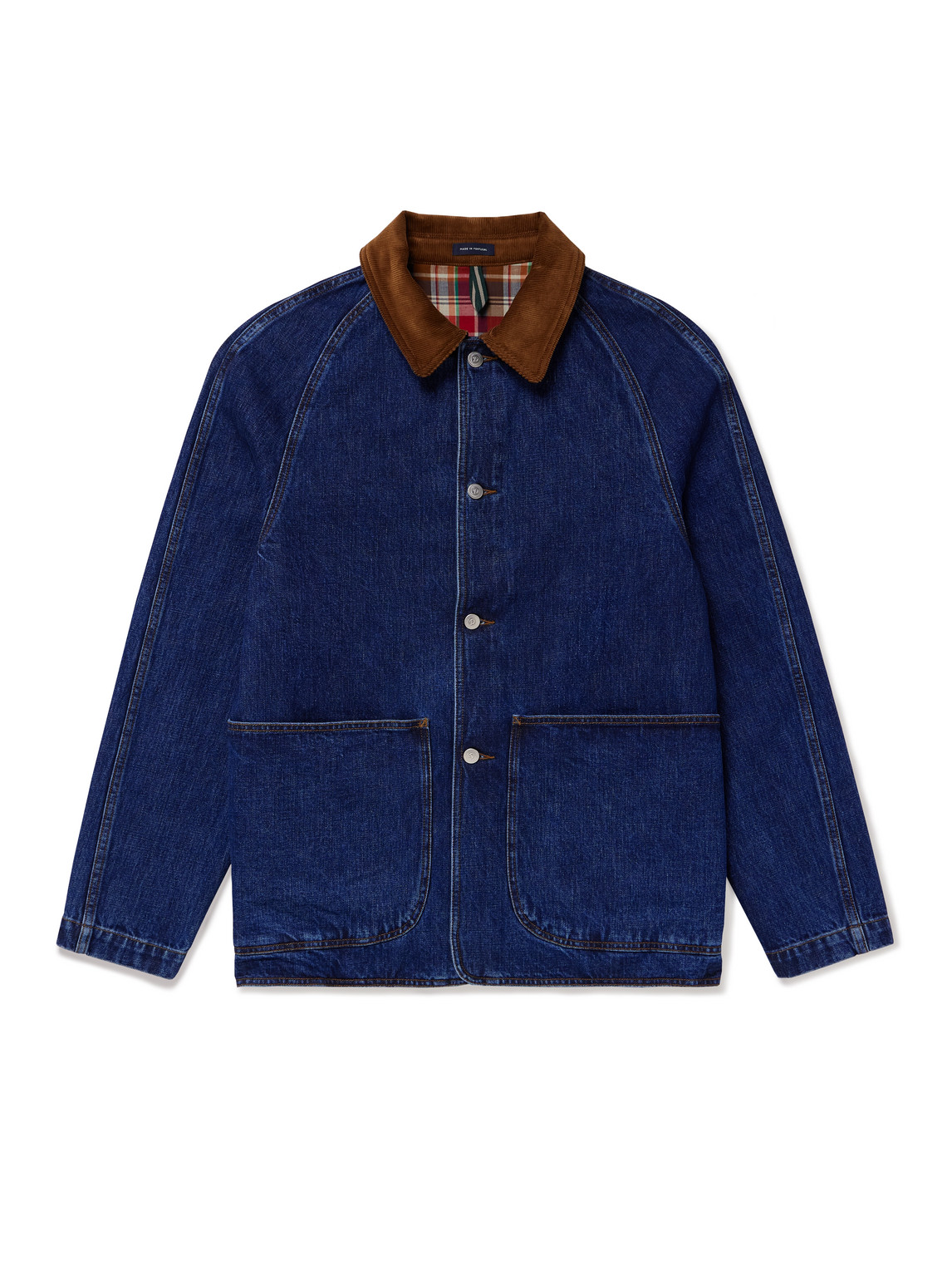 Corduroy-Trimmed Indigo-Dyed Denim Chore Jacket