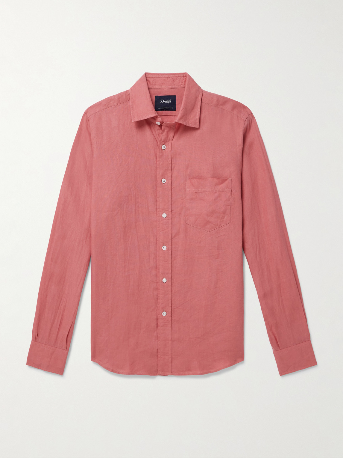Drake's Linen Shirt In Pink