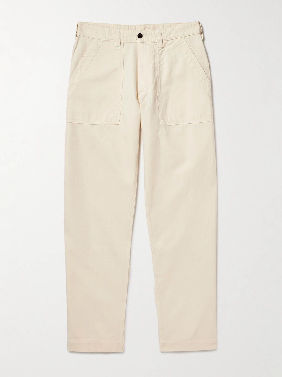 Drake's Tapered Herringbone Cotton And Linen-blend Twill Trousers In Neutrals