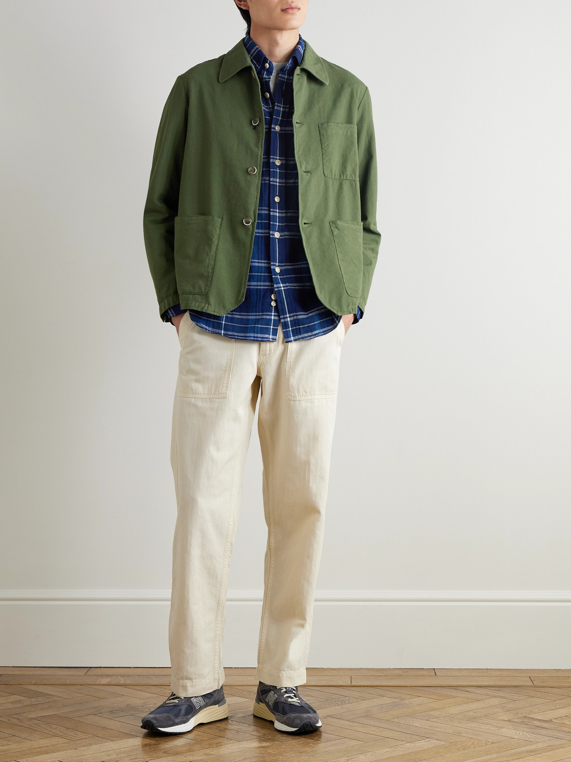 DRAKE'S TAPERED HERRINGBONE COTTON AND LINEN-BLEND TWILL TROUSERS
