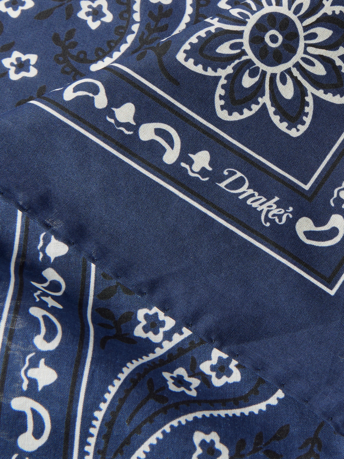 Drake's Paisley-print Cotton Scarf In Blue