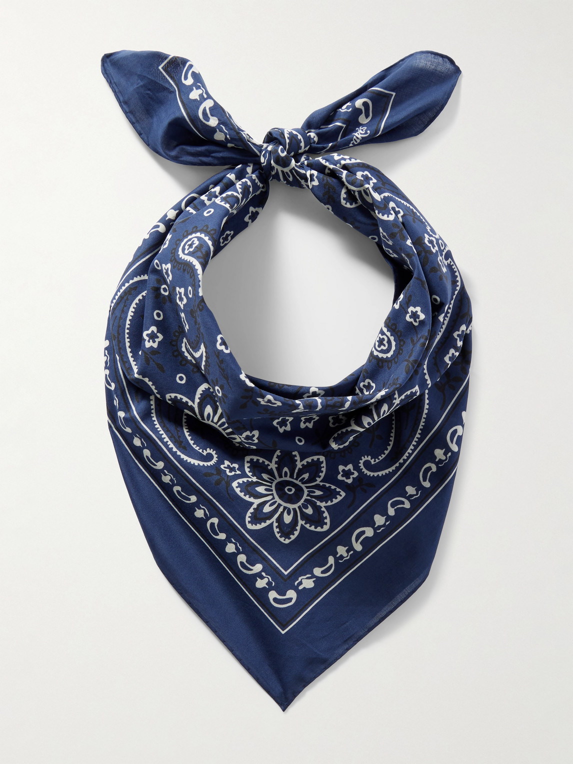 Drake's Paisley-print Cotton Scarf In Blue