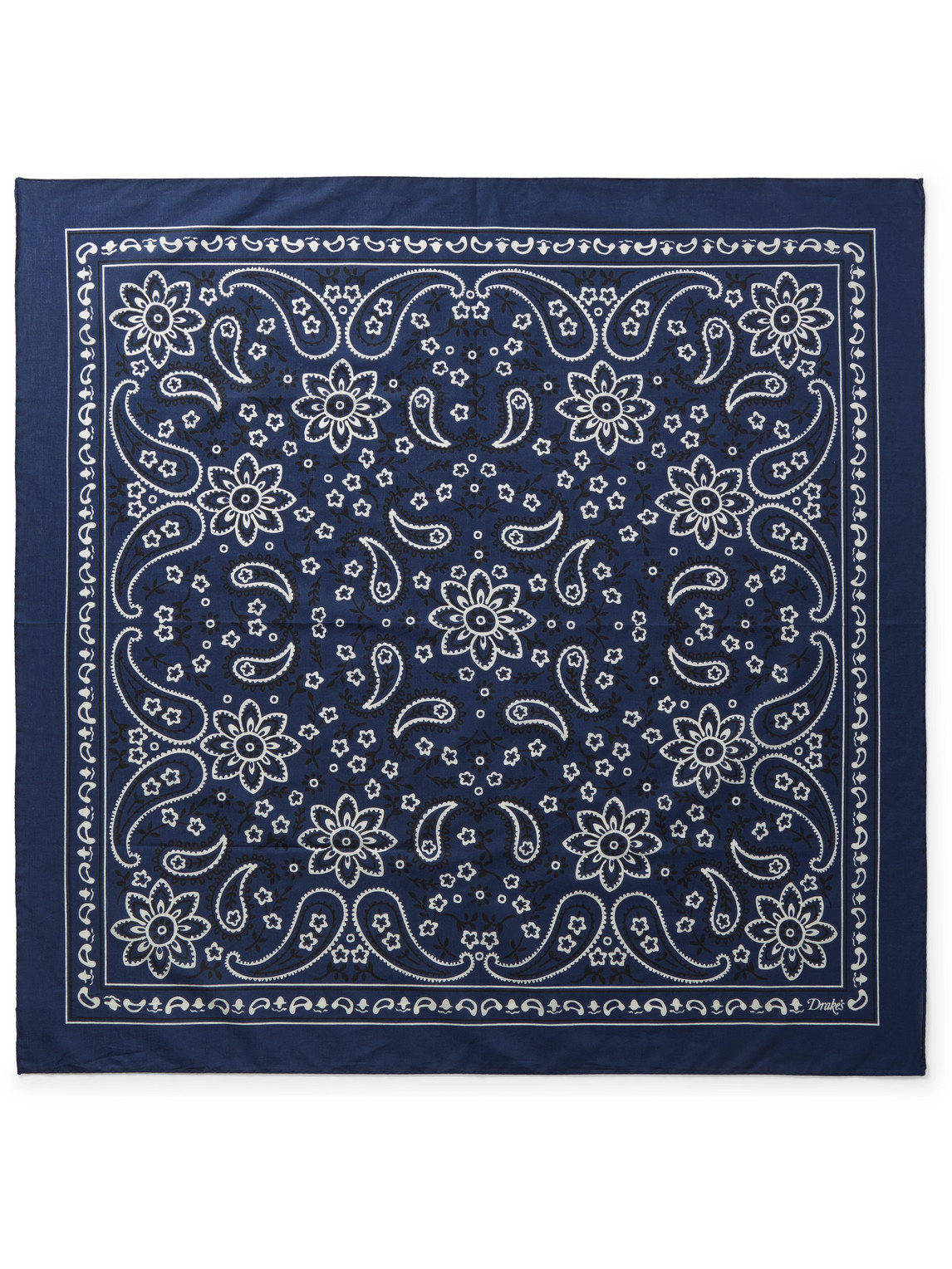 Drake's Paisley-print Cotton Scarf In Blue