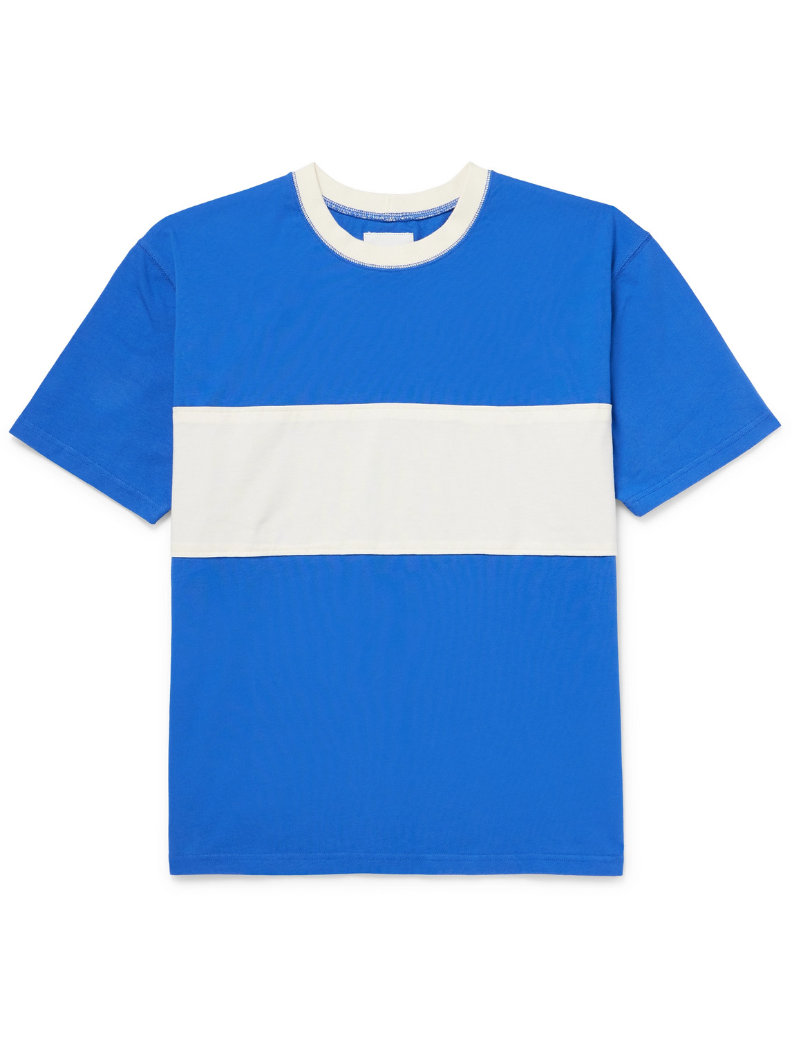 Drake's Striped Cotton-jersey T-shirt In Blue