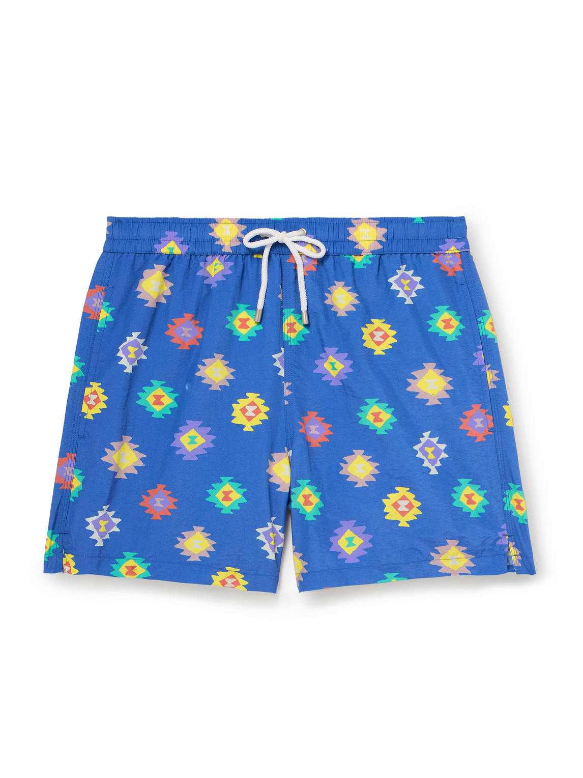 Drake's Kelim Straight-leg Mid-length Printed Swim Shorts In Blue