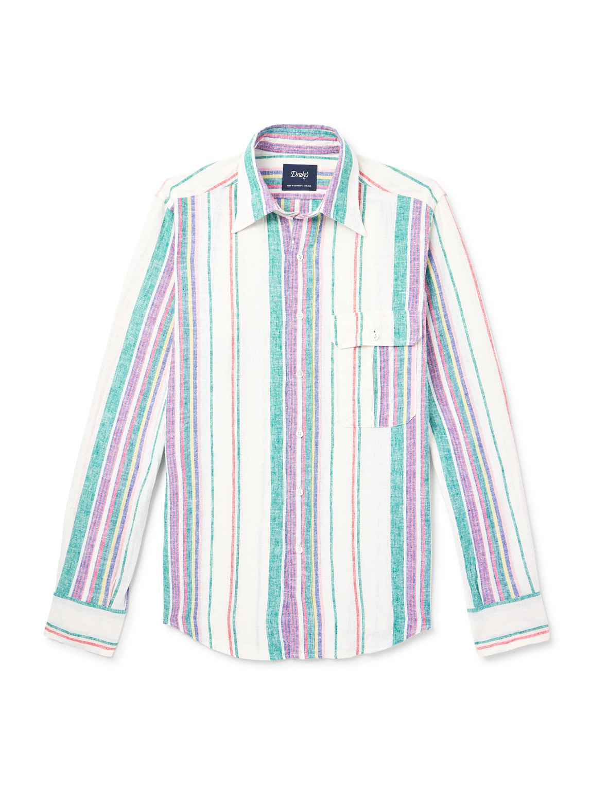 Drake's Striped Linen And Cotton-blend Shirt