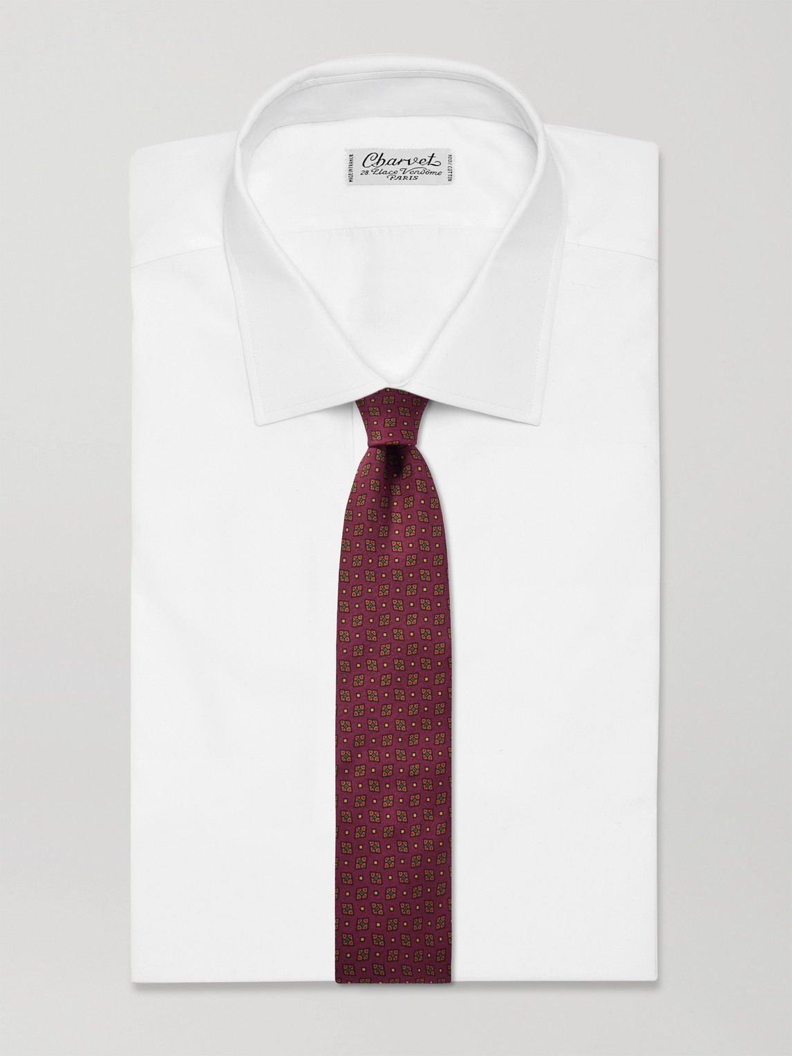 Drake's 8cm Printed Silk Tie In Burgundy