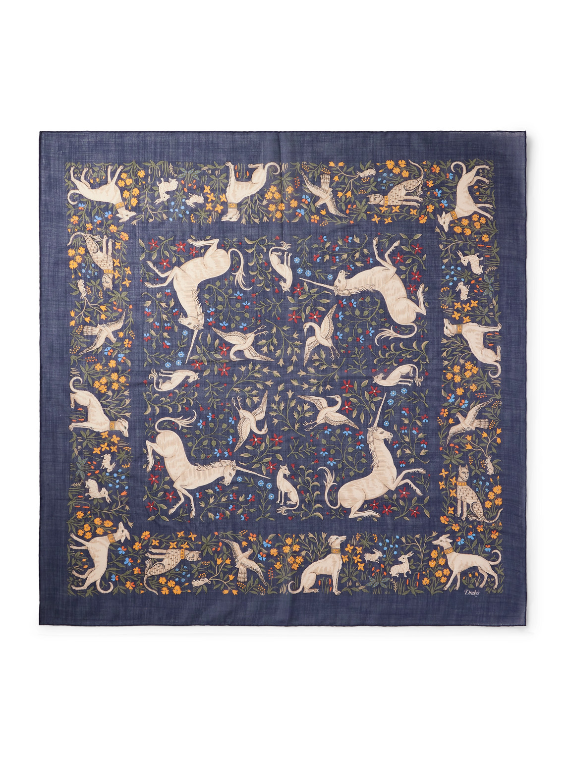 Drake's Wool And Silk-blend Scarf In Blue