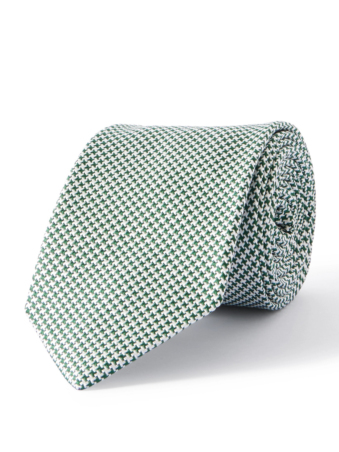Drake's 8cm Silk And Cotton-blend Jacquard Tie In Green