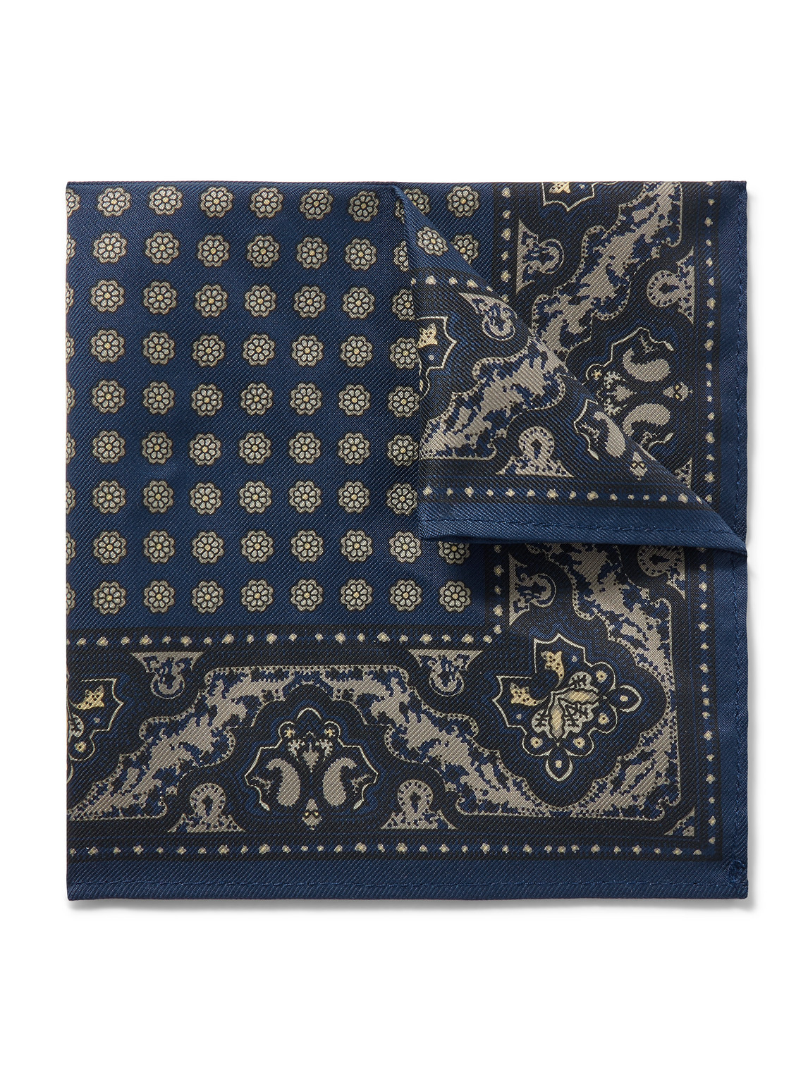 Dunhill Printed Silk-twill Pocket Square In Blue