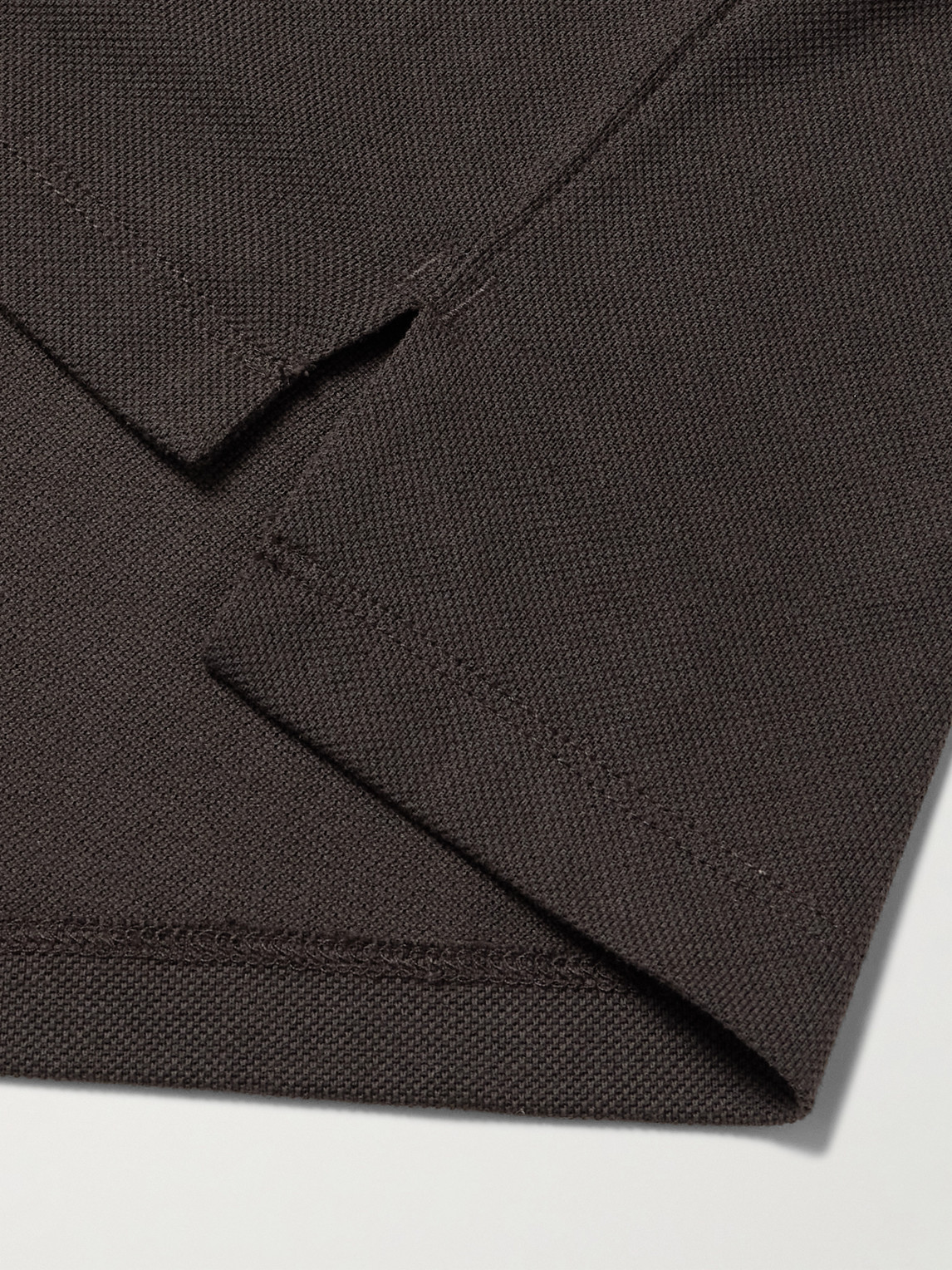 Dunhill Cotton And Silk-blend Piqué Polo Shirt In Brown