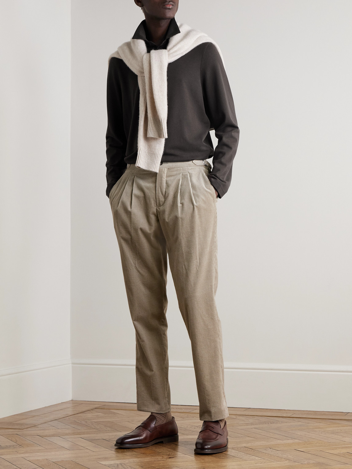 Dunhill Cotton And Silk-blend Piqué Polo Shirt In Brown