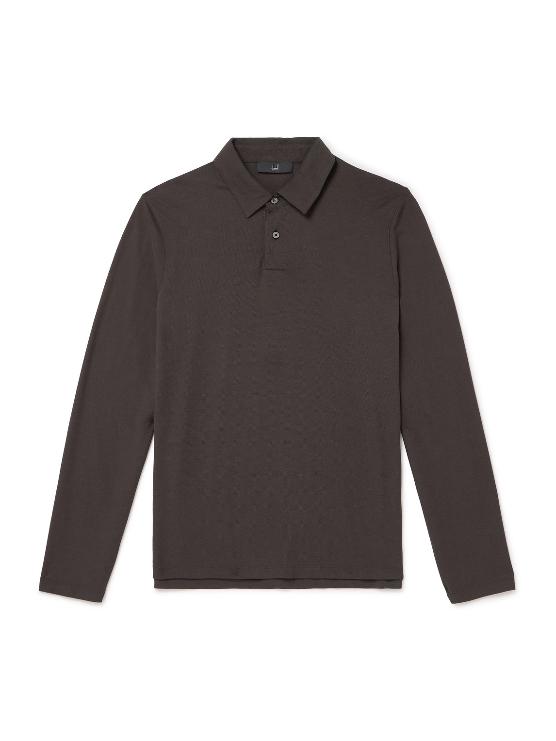 Dunhill Cotton And Silk-blend Piqué Polo Shirt In Brown