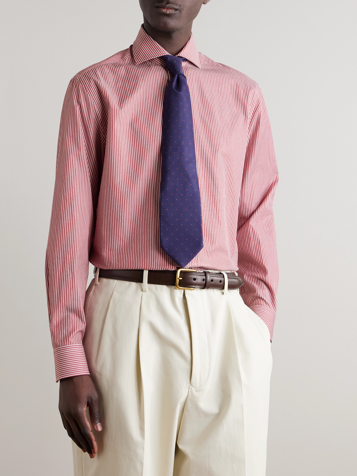 Dunhill Cutaway-collar Striped Cotton-poplin Shirt