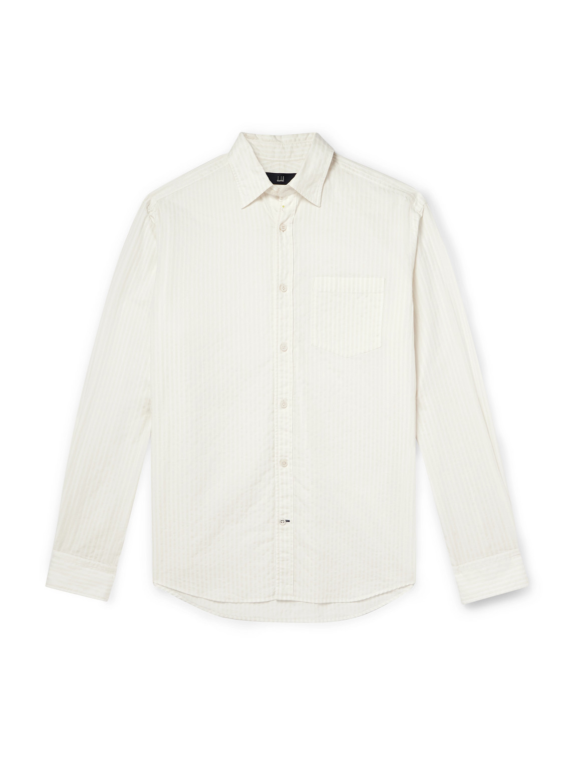 Dunhill Striped Cotton-jacquard Shirt In White
