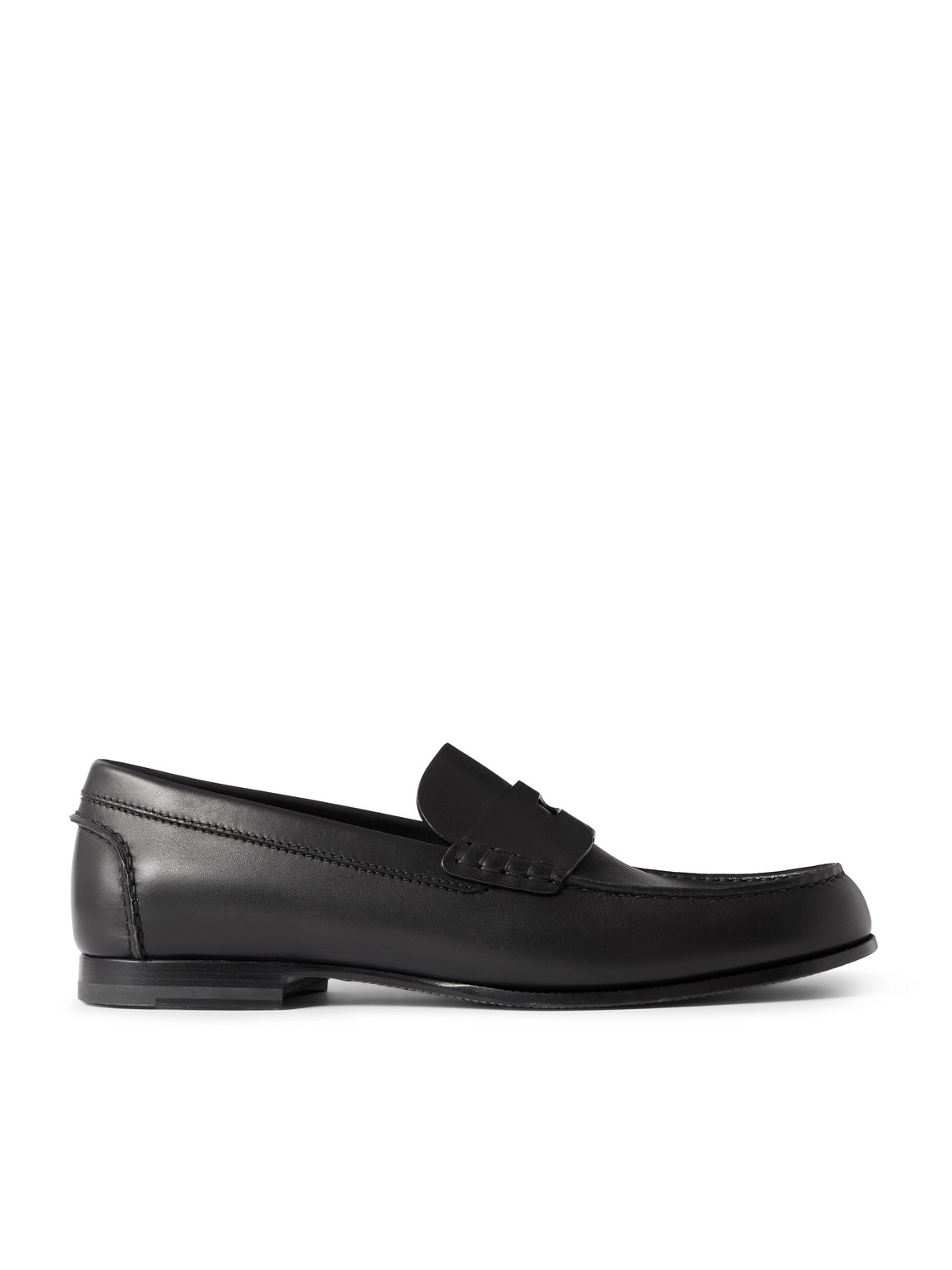 Dunhill Heddon Flex Leather Penny Loafers In Black