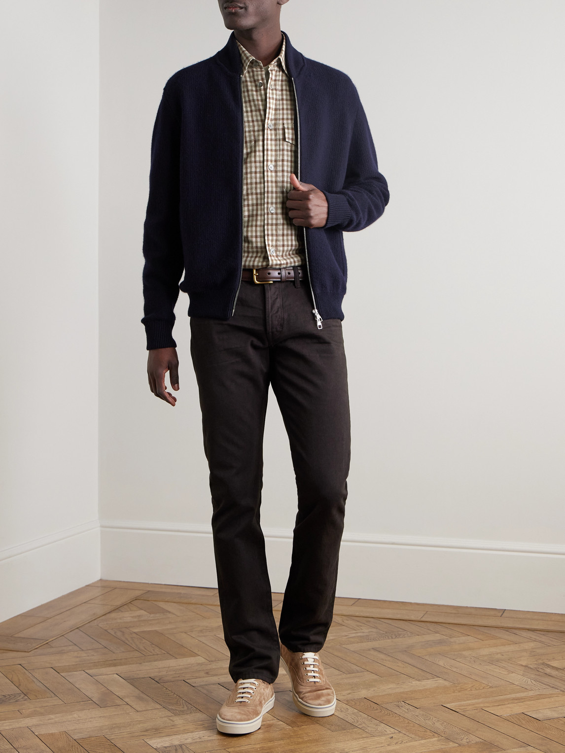 Checked Brushed Cotton and Cashmere-Blend Twill Shirt — 2