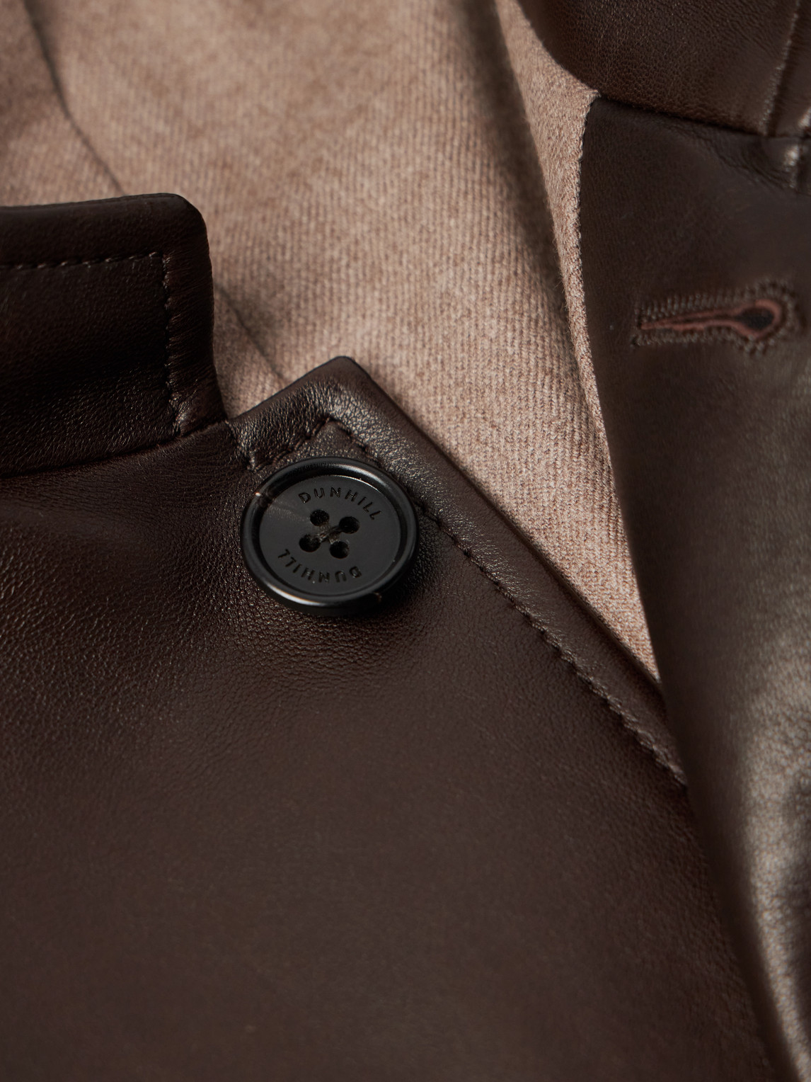 Dunhill Nehru-collar Leather Driving Jacket In Brown