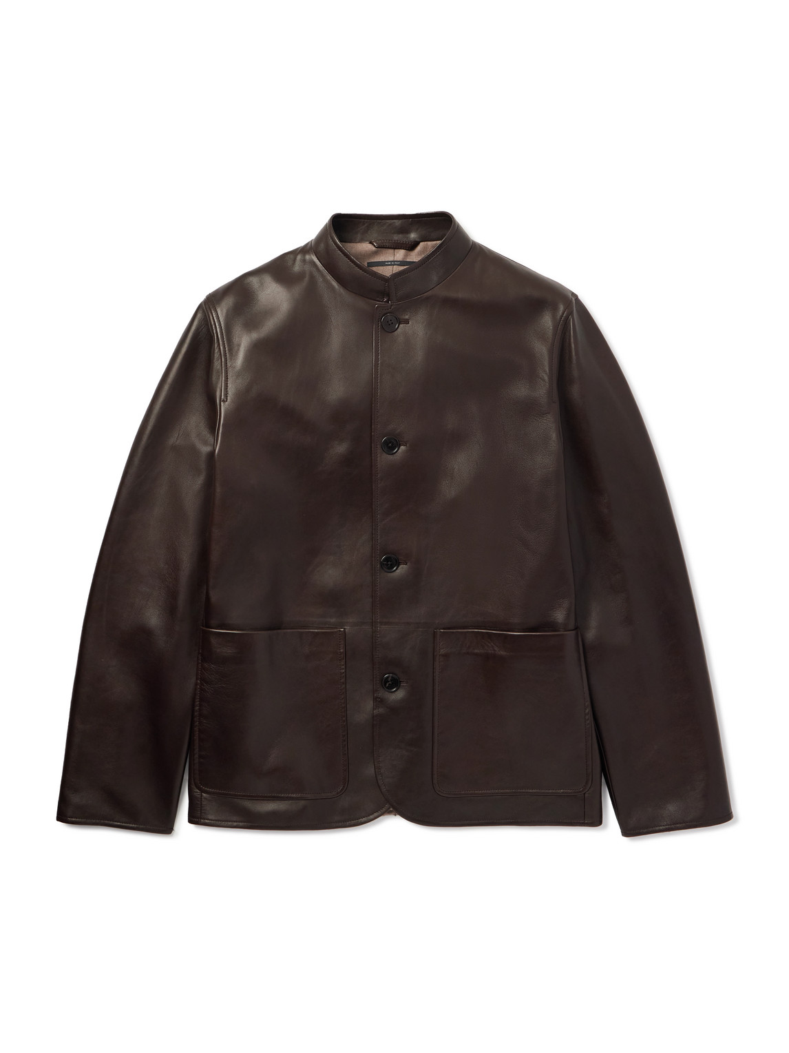 Dunhill Nehru-collar Leather Driving Jacket In Brown