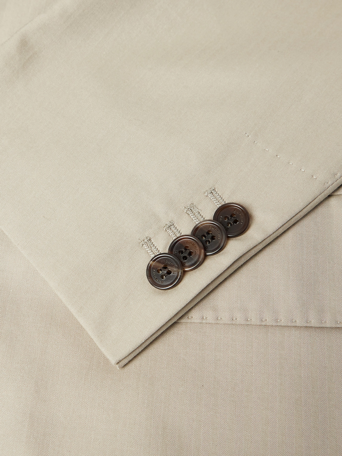 Dunhill Slim-fit Herringbone Cotton And Mulberry Silk-blend Jacket In Neutral