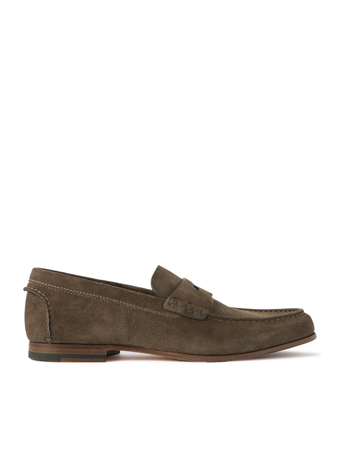 Dunhill Heddon Flex Suede Penny Loafers In Brown