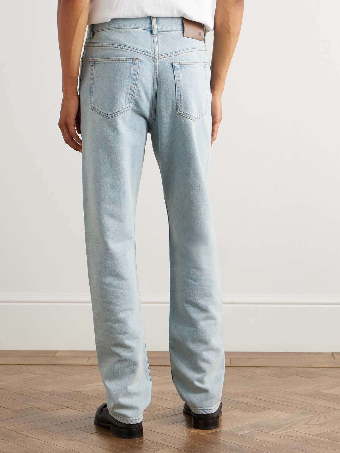Dunhill Slim-fit Straight-leg Cotton And Mulberry Silk-blend Denim Jeans In Blue