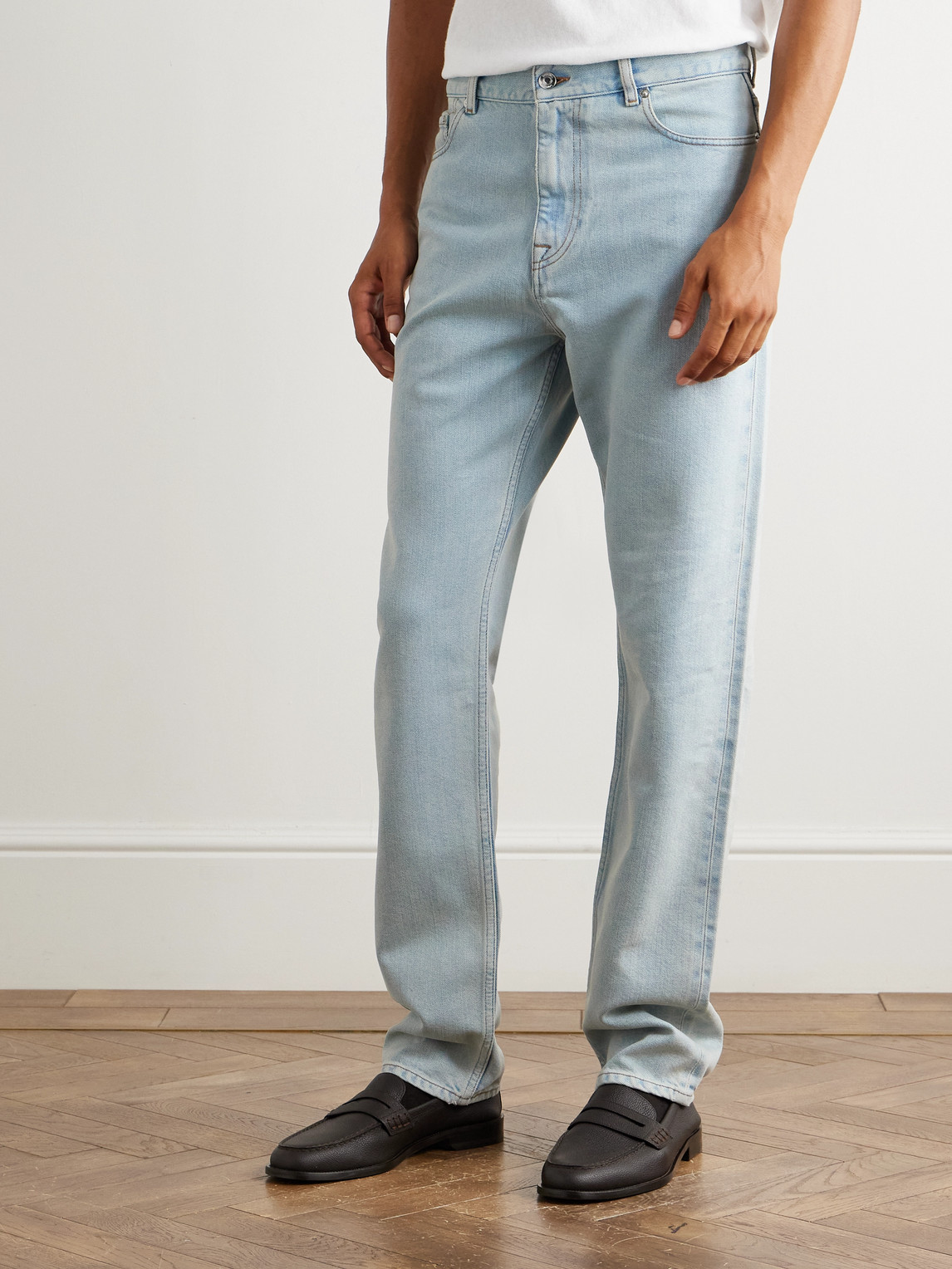 Dunhill Slim-fit Straight-leg Cotton And Mulberry Silk-blend Denim Jeans In Blue