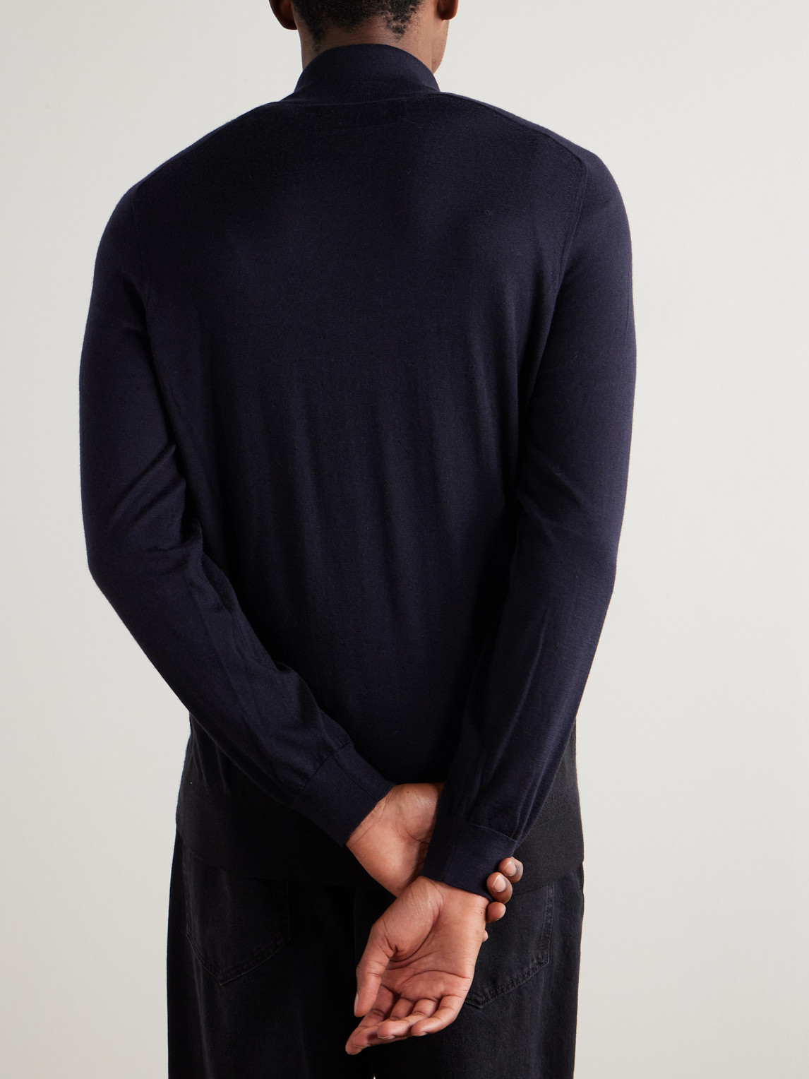 Dunhill Cashmere Half-zip Sweater In Blue