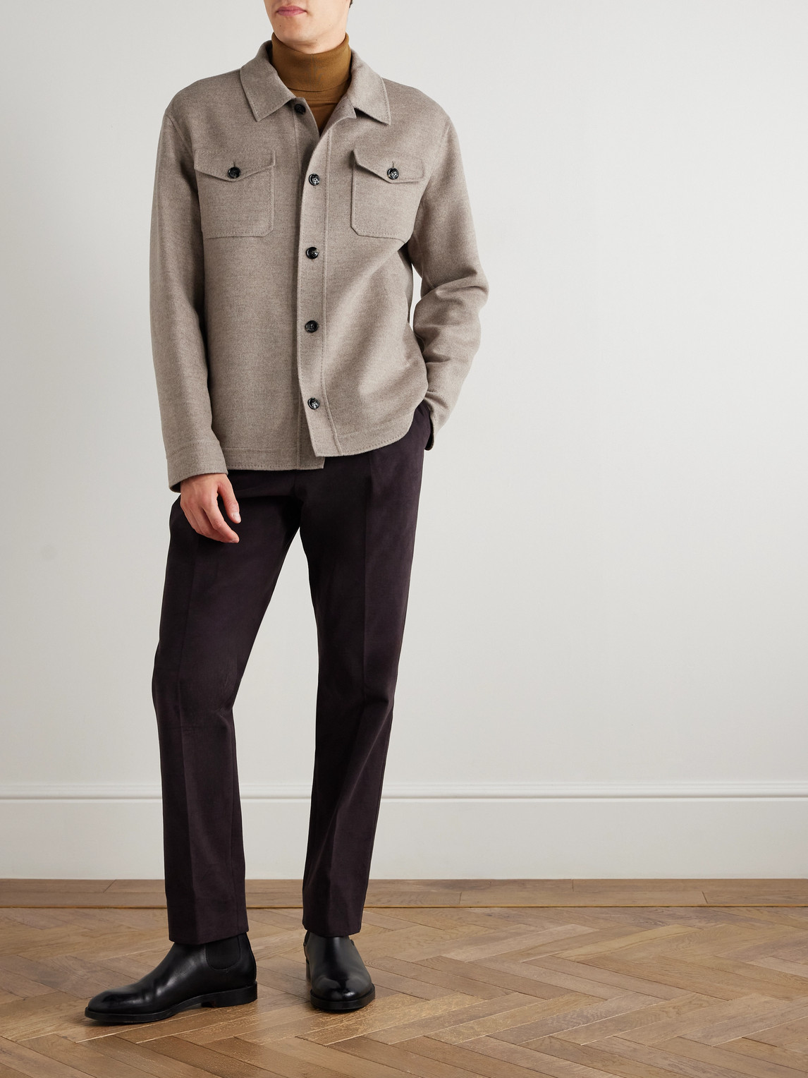 Kiton Wool And Cashmere-blend Overshirt In Gray