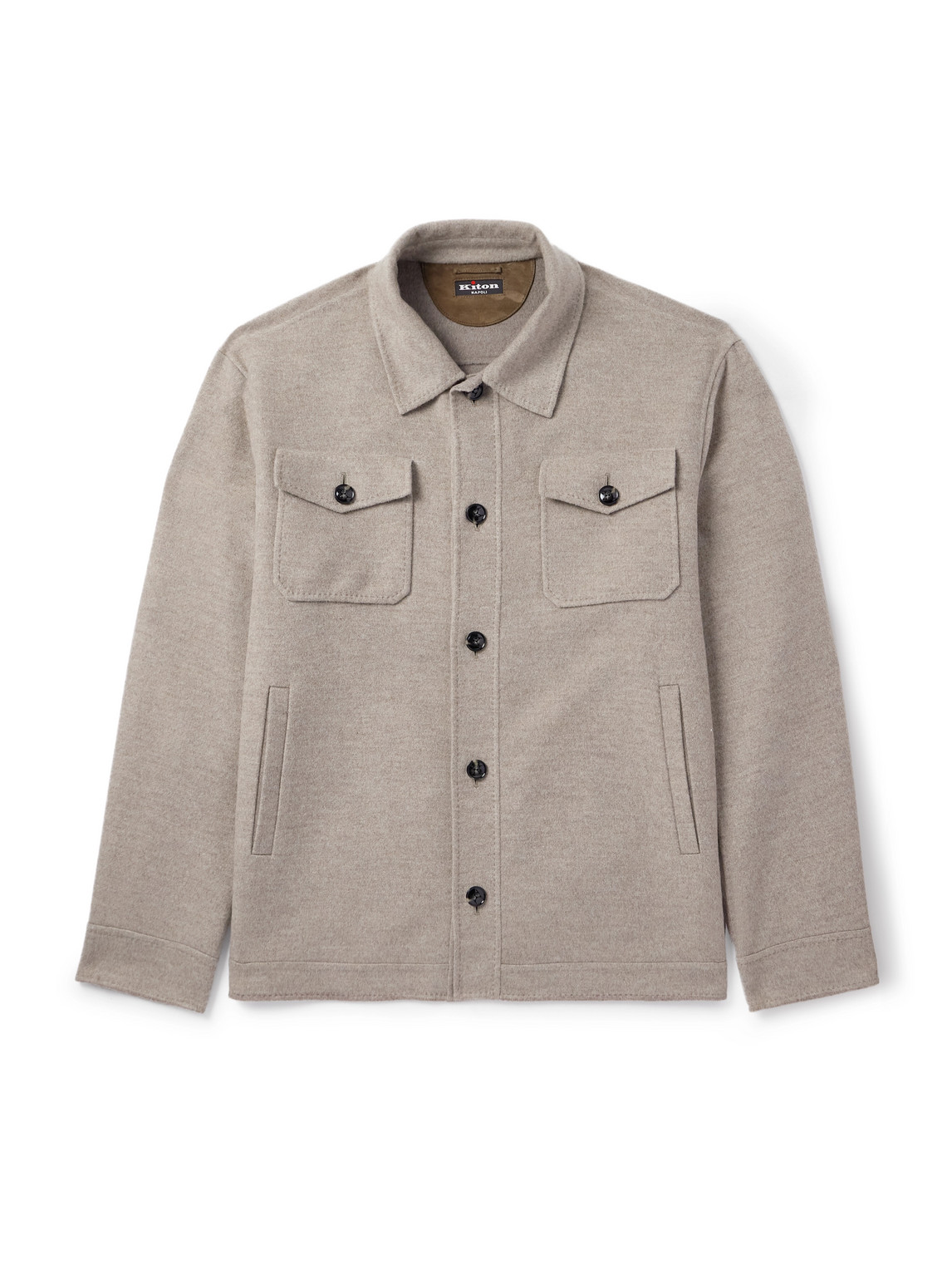 Kiton Wool And Cashmere-blend Overshirt In Gray