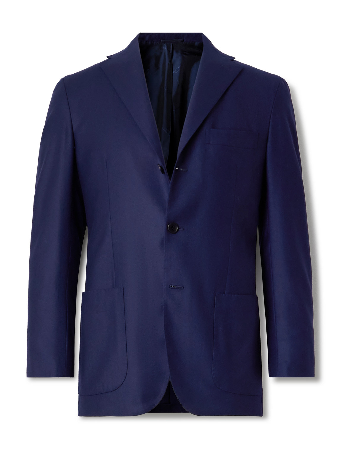 Kiton Wool And Cashmere-blend Suit Jacket In Blue