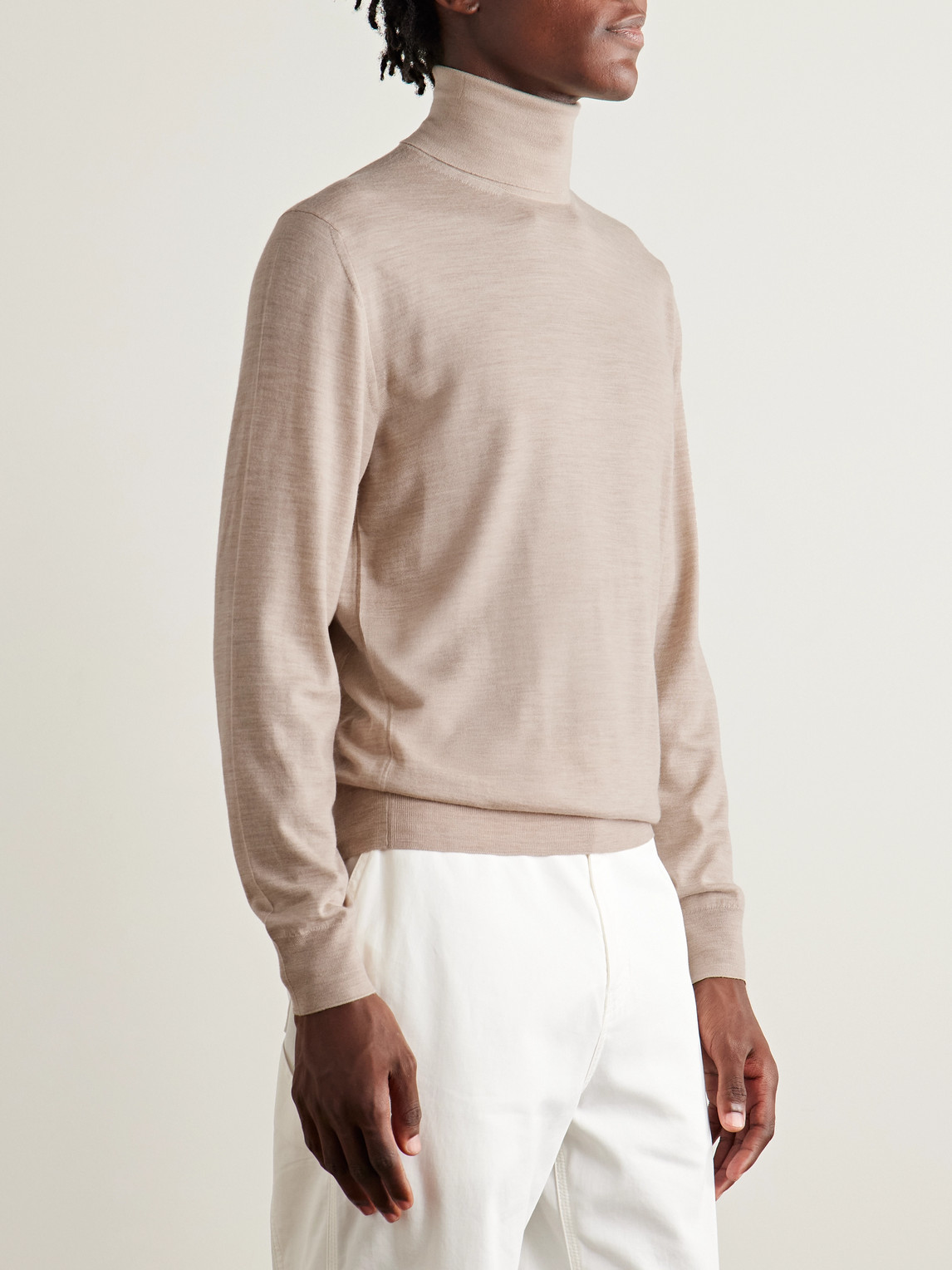Lardini Virgin Wool Rollneck Sweater In Neutral