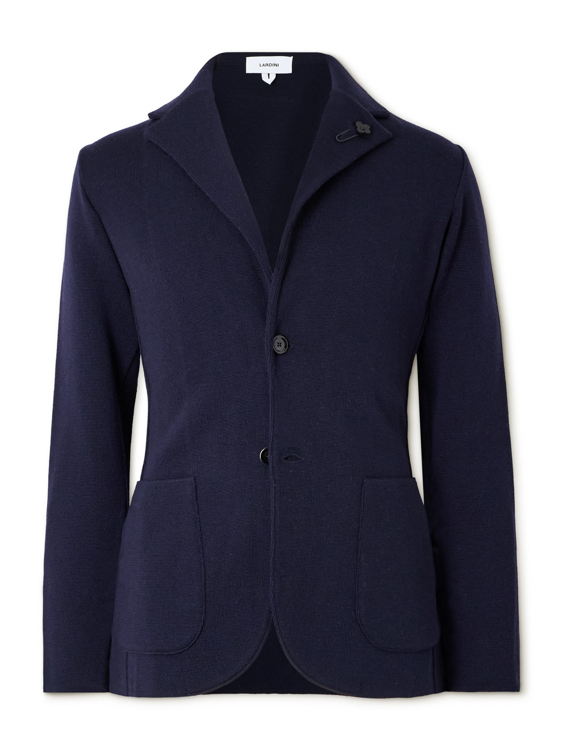 Lardini Knitted Virgin Wool Blazer In Blue