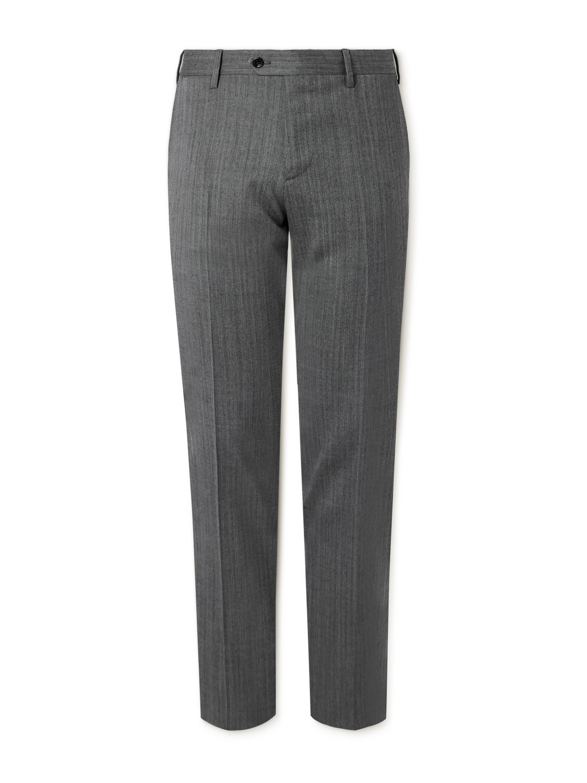 Straight-Leg Herringbone Virgin Wool-Blend Trousers