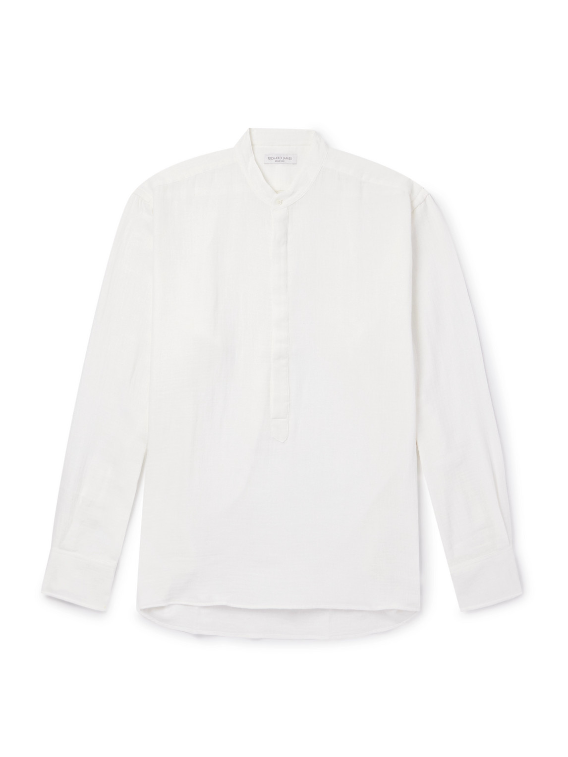 Grandad-Collar Cotton-Gauze Half-Placket Shirt