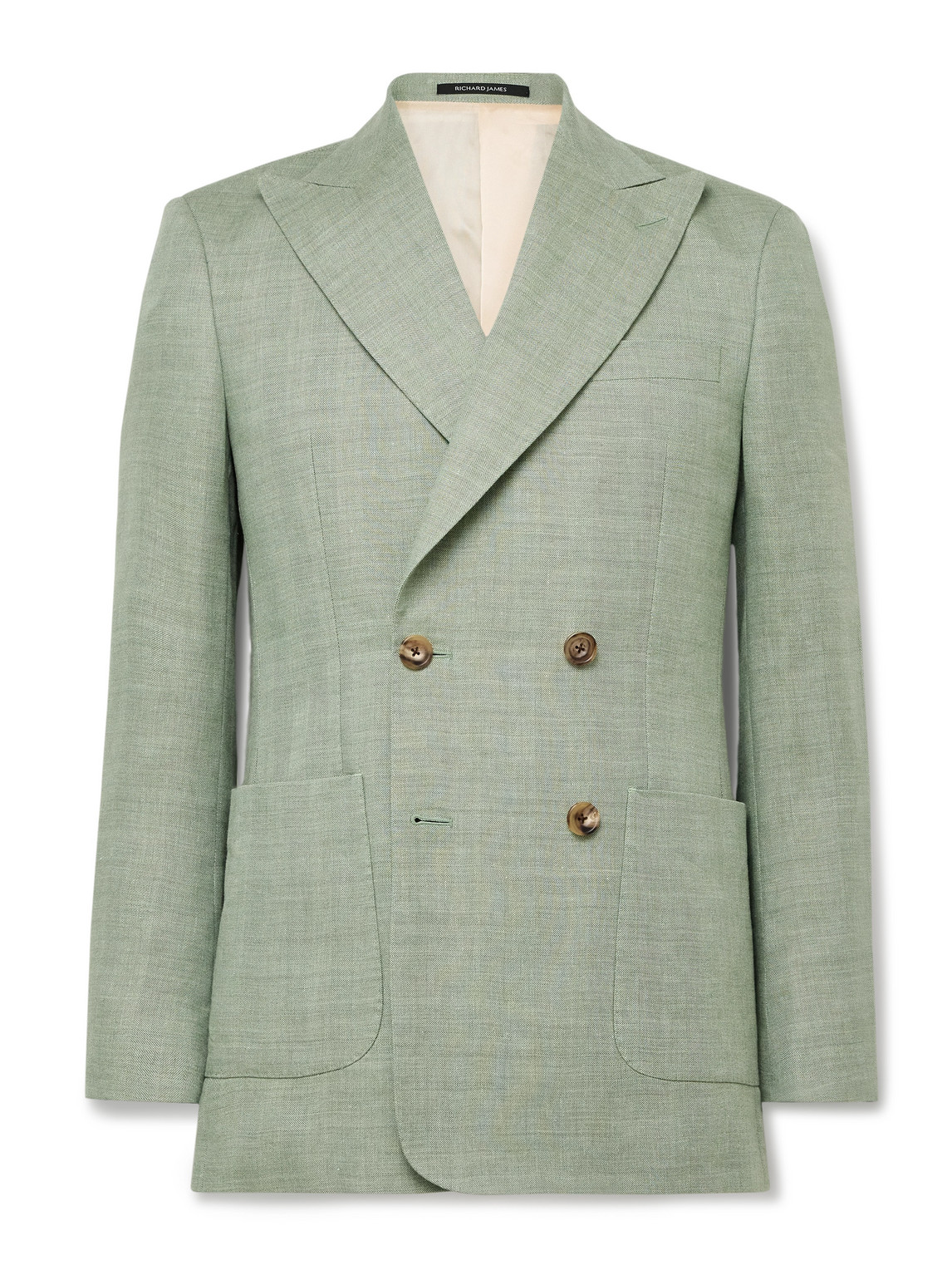 Hepworth Double-Breasted Herringbone Linen and Wool-Blend Suit Jacket