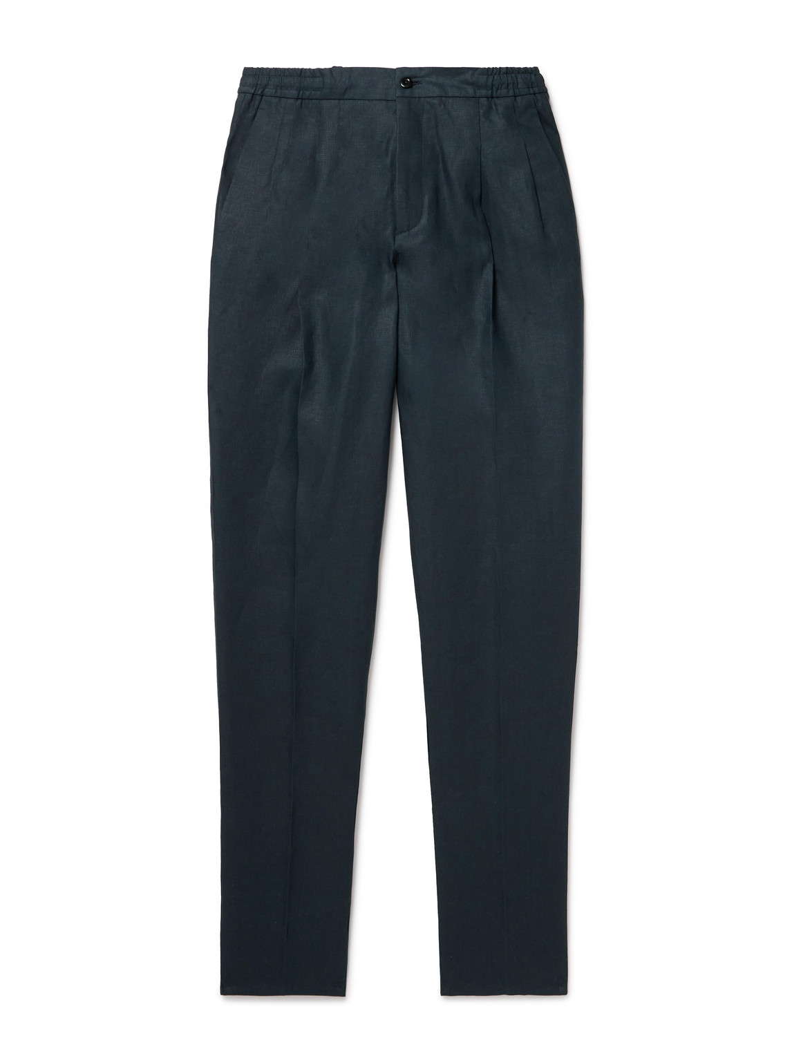 Rubinacci Straight-leg Linen Trousers In Blue